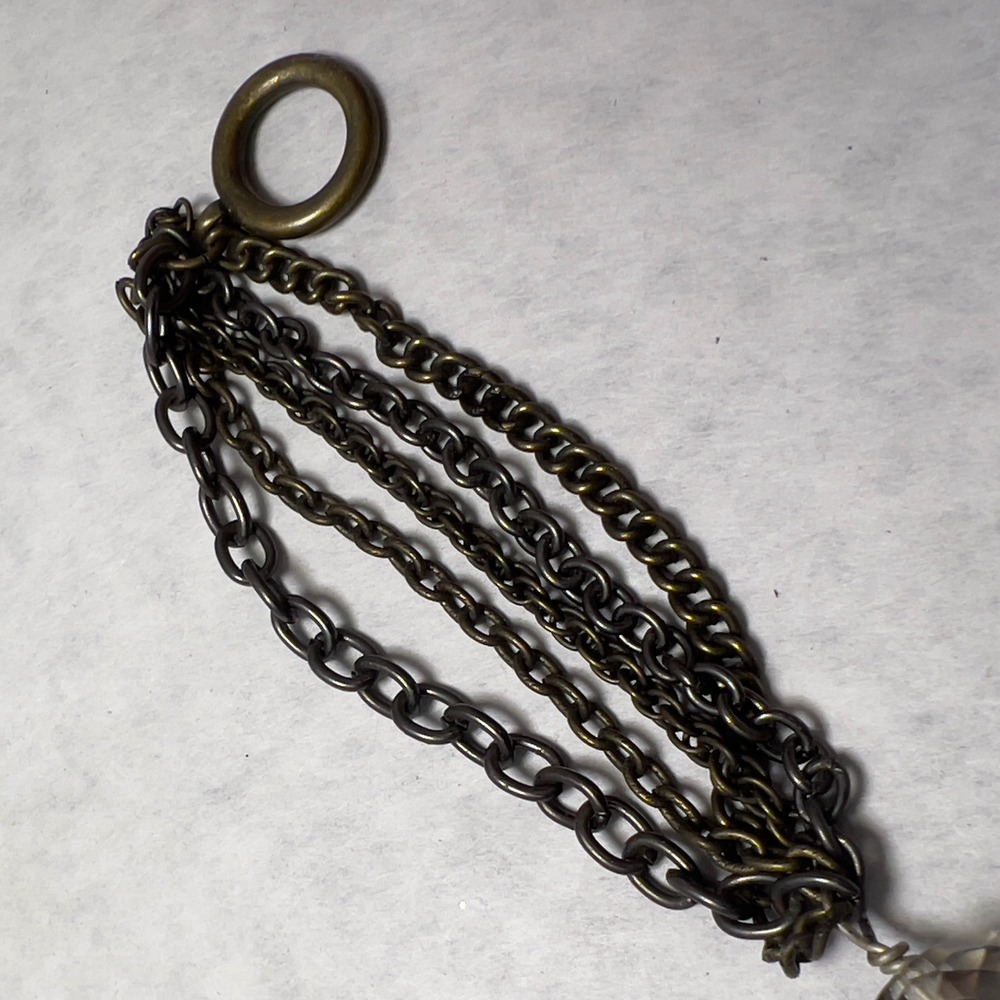 Chicos Bracelet Toggle Closure Mixed Beads Antique Brass Tone 5 Strand Chunky - Picture 4 of 6